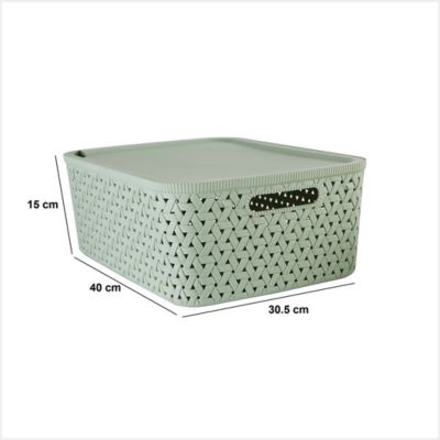 Panier "Tressy" en plastique sauge 15L - Vert olive- 5five