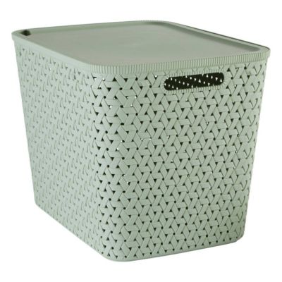 Panier "Tressy" en plastique sauge 28L - Vert olive- 5five