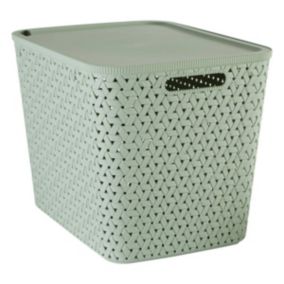 Panier "Tressy" en plastique sauge 28L - Vert olive- 5five