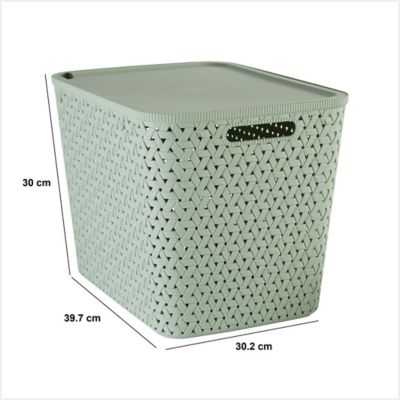 Panier "Tressy" en plastique sauge 28L - Vert olive- 5five