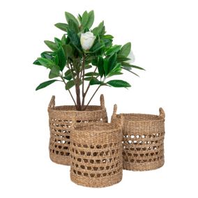 Paniers Balok : Ensemble de 3 Paniers en Jonc de Mer Naturel pour Décoration et Rangement