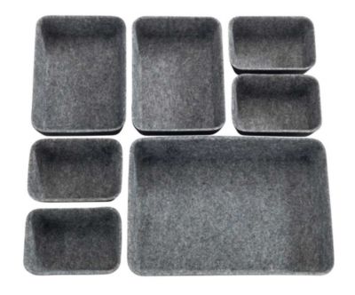 Luxflair Ensemble De 3 Paniers De Rangement En Feutre Lavable Gris/Gris Foncé 30x24x15cm - Boîtes Pliantes Organisation Pour Jouets, Linge Et Étagères