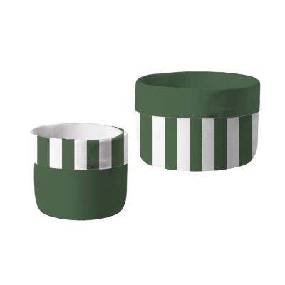 Paniers de rangement rayures vertes et blanches Levasseur lot de 2