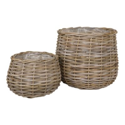 Paniers en rotin Kubu synthétique - Lot de 2 en couleur naturelle