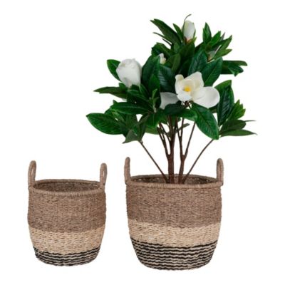 Paniers Lima en jonc de mer - Lot de 2 paniers naturels, marron et noir