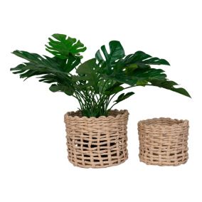 Paniers Penela : Lot de 2 Paniers en Papier Naturels pour Décoration et Rangement