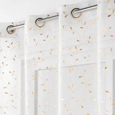 Panneau a oeillets 140 x 280 cm voile sable imprime metallise flessia Or