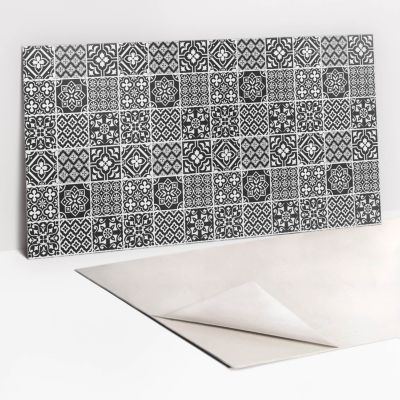 Panneau autocollant Tulup 100x50 cm Carreaux portugais noirs et blancs 1 pcs