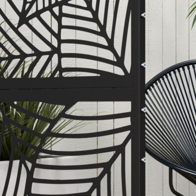 Panneau brise vue décoratif paravent extérieur motif végétal métal noir