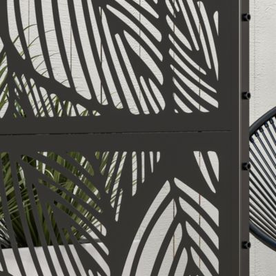 Panneau brise vue décoratif paravent extérieur motif végétal métal noir