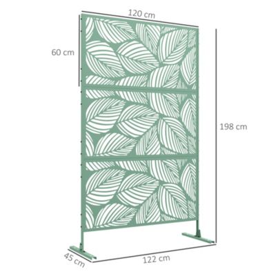 Panneau brise vue décoratif paravent extérieur motif végétal métal vert