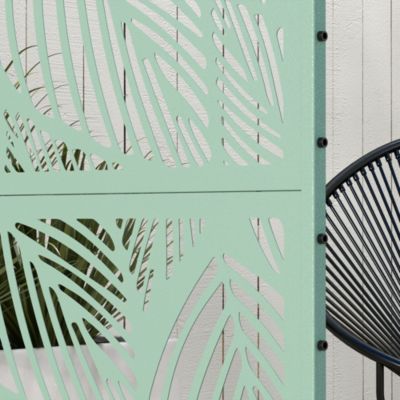 Panneau brise vue décoratif paravent extérieur motif végétal métal vert
