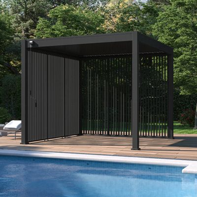 Panneau brise-vue ventelles verticales 1M Ombréa - Anthracite