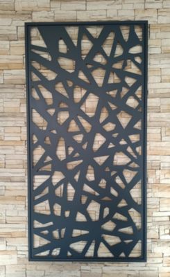 Panneau décoratif extérieur aluminium 100 x 200 cm Gris 7016