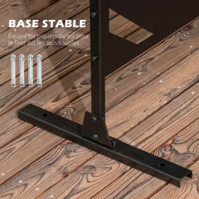 Panneau décoratif extérieur - brise vue motif feuilles - visserie incluse - dim. 122 x 45 x 198 cm - acier thermolaqué noir