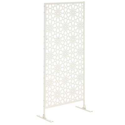Panneau décoratif extérieur - brise vue motif étoiles - visserie incluse - dim. 92 x 45 x 198 cm - acier thermolaqué blanc