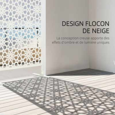 Panneau décoratif extérieur - brise vue motif étoiles - visserie incluse - dim. 92 x 45 x 198 cm - acier thermolaqué blanc