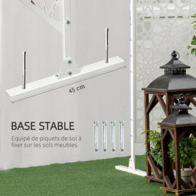 Panneau décoratif extérieur - brise vue motif étoiles - visserie incluse - dim. 92 x 45 x 198 cm - acier thermolaqué blanc