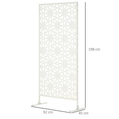 Panneau décoratif extérieur - brise vue motif étoiles - visserie incluse - dim. 92 x 45 x 198 cm - acier thermolaqué blanc