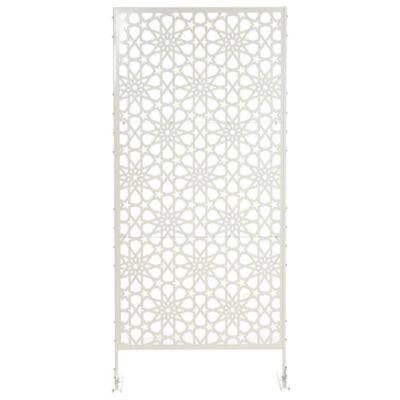 Panneau décoratif extérieur - brise vue motif étoiles - visserie incluse - dim. 92 x 45 x 198 cm - acier thermolaqué blanc