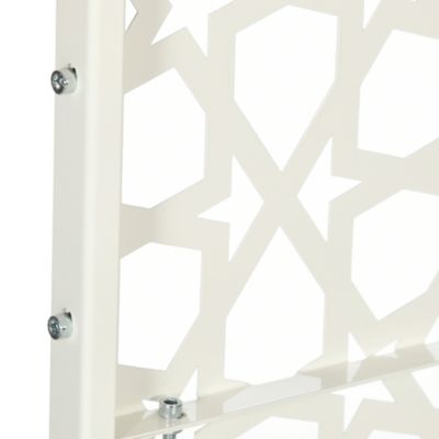 Panneau décoratif extérieur - brise vue motif étoiles - visserie incluse - dim. 92 x 45 x 198 cm - acier thermolaqué blanc