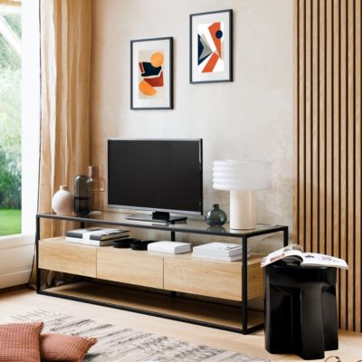 Panneau décoratif mural Colva beige fond noir 240x60cm - Atmosphera Créateur d'intérieur