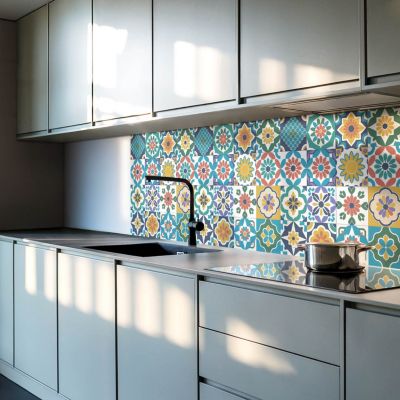 Panneau Décoratif Mural Wallfluent 50x50 cm Motifs Floraux Et Géométriques 4 pièces