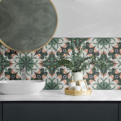 Panneau Décoratif Wallfluent 50x50 cm Motif Végétal Élégant 4 pièces