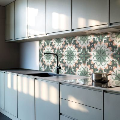 Panneau Décoratif Wallfluent 50x50 cm Motif Végétal Élégant 4 pièces