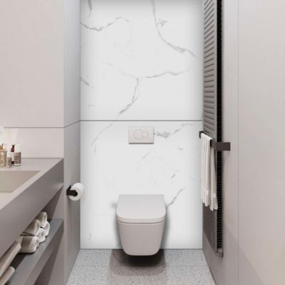 Panneau d'habillage pour bâti,support WC suspendu, 1200x1200x4 mm, finition Marbre Blanc, Modèle Mud KOBERT,IN