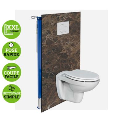 Panneau d'habillage pour bâti,support WC suspendu, 1200x1200x4 mm, finition Marbre Marron, Modèle Emperador KOBERT,IN