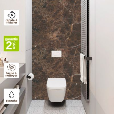 Panneau d'habillage pour bâti,support WC suspendu, 1200x1200x4 mm, finition Marbre Marron, Modèle Emperador KOBERT,IN