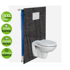 Panneau d'habillage pour bâti,support WC suspendu, 1200x1200x4 mm, finition Pierre Noir, Modèle Manson KOBERT,IN
