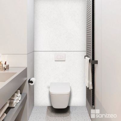 Panneau d'Habillage WC suspendu  - 120x120 cm  - Ep. 4mm - Effet Béton Blanc - VERONA WHITE KOBERTIN