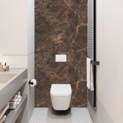 Panneau d'Habillage WC suspendu  - 120x120 cm  - Ep. 4mm - Effet Marbre Marron - EMPERADOR KOBERTIN