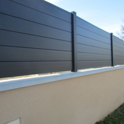 Panneau de clôture WPC anthracite gris de 180 (hauteur) x 192