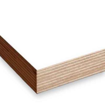 Panneau de contreplaqué mélaminé blanc avec intérieur en bouleau 18x1250x1250 mm