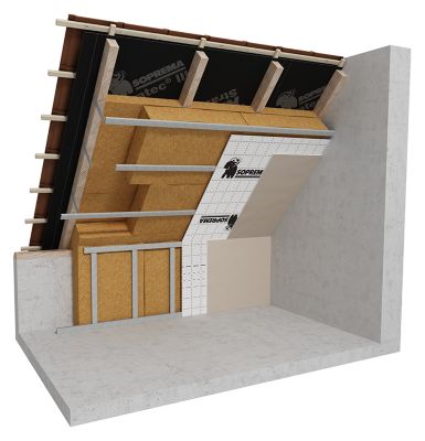 Panneau de fibre de bois Soprema 122 x 57,5 cm ep. 100 mm 2.6m²K/W (vendu par lot 4 panneaux)