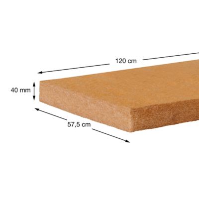Panneau de fibre de bois Soprema 122 x 57,5 cm ep. 40 mm 1.05m²K/W (vendu par lot 10 panneaux)