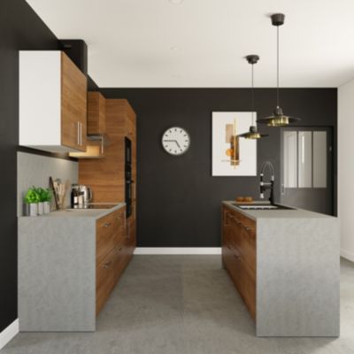 Panneau de finition bas côté droite Goodhome Chia décor chêne fumé H. 72 cm x l. 57 cm x Ep. 18 mm