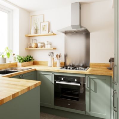 Panneau de finition haut Goodhome Ash vert sauge H. 79 cm x l. 35 cm x Ep. 16 mm