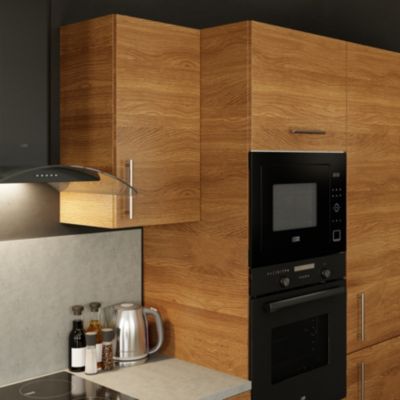 Panneau de finition haut Goodhome Chia décor chêne fumé H. 72 cm x l. 32 cm x Ep. 18 mm