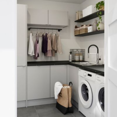Panneau de finition îlot Goodhome Balsamita gris H. 89 cm x l. 200 cm x Ep. 18 mm