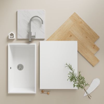 Panneau de finition îlot GoodHome Garcinia blanc mat H. 89 cm x l. 200 cm x Ép. 16mm