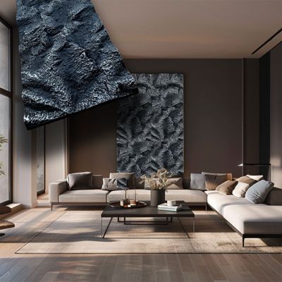 Panneau de revêtement intérieur/extérieur en polyuréthane effet pierre noire EXTRÊME-REAL avec isolation 60x120cm