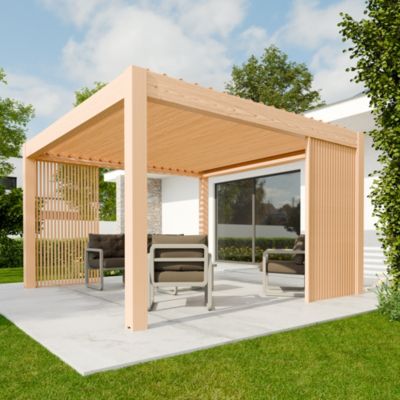 Panneau décoratif 4 pour pergola chêne clair H.225 x l.120 cm 4ALU