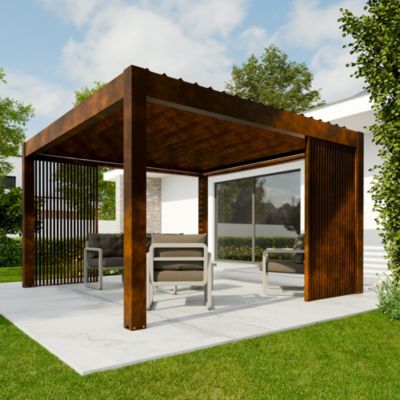 Panneau décoratif 4 pour pergola coloris rouille H.225 x l.120 cm 4ALU