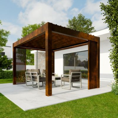 Panneau décoratif 5 pour pergola coloris rouille H.225 x l.60 cm 4ALU