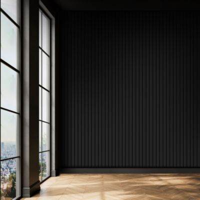 Panneau décoratif fraisé noir L.280 x l.60 x ép.1,5 cm, Serval