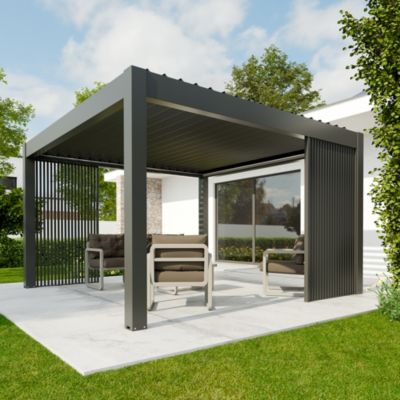 Panneau décoratif vertical pour pergola Vali l.120 x h.225 cm gris RAL 7016
